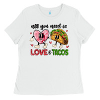 White all you need is love and tacos Ladies Tee - MaliasSmallBusiness