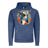 Vintage Denim Daisy Goat With Background Vintage Hoodie - RanaPortraitStore