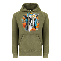 Vintage Olive Daisy Goat With Background Vintage Hoodie - RanaPortraitStore