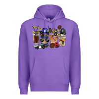 Purple Police Coffee Cups Premium Hoodie - FaDigitalArtStudio