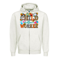 Oatmeal Heather child welfare worker Zipper Hoodie - OliviaCreatesArt