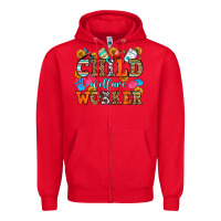 Red child welfare worker Zipper Hoodie - OliviaCreatesArt
