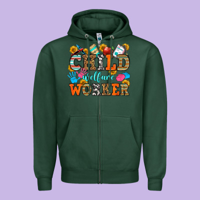 Child Welfare Worker Zipper Hoodie Designed By Oliviacreatesart