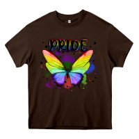 Chocolate Brown rainbow butterfly pride lgbtq Heavy Core Tee - MaliasSmallBusiness