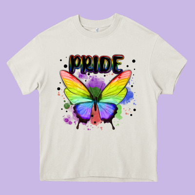 Rainbow Butterfly Pride Lgbtq Heavy Core Tee Designed By Maliassmallbusiness