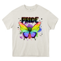 Cream rainbow butterfly pride lgbtq Heavy Core Tee - MaliasSmallBusiness