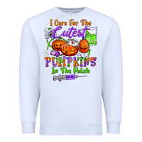 White i care for the cutest pumpkins in the patch Premium Sweatshirt - BundleAndBundleShop
