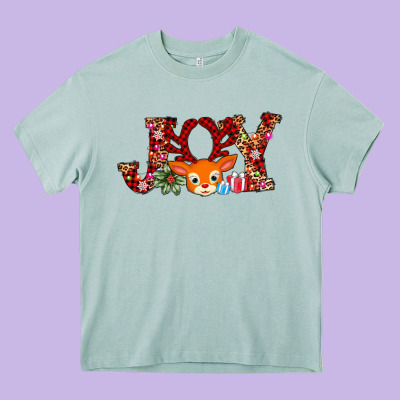 Joy Reindeer Heavy Core Tee Designed By Adodesignshop