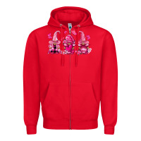 Red breast cancer gnomies Zipper Hoodie - FaDigitalArtStudio