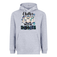 Heather Grey Chillin With My Snowmies Heavyweight Hoodie - FaDigitalArtStudio