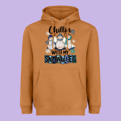 Chillin With My Snowmies Heavyweight Hoodie Designed By Fadigitalartstudio