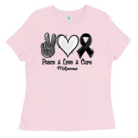 Bubblegum Pink Peace Love Cure Melanoma Cancer Ladies Tee - Jasminsmagicworld