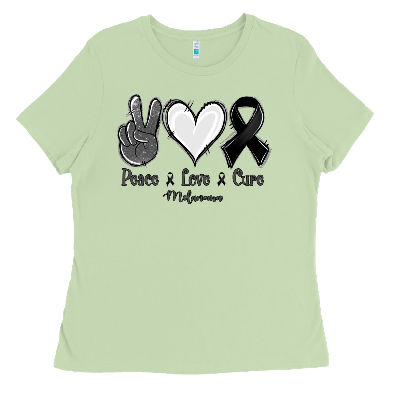 Peace Love Cure Melanoma Cancer Ladies Tee by Jasminsmagicworld | Teevron