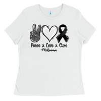 White Peace Love Cure Melanoma Cancer Ladies Tee - Jasminsmagicworld