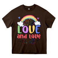 Chocolate Brown all for love and love for all Heavy Core Tee - MaliasSmallBusiness