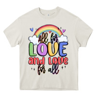 Cream all for love and love for all Heavy Core Tee - MaliasSmallBusiness