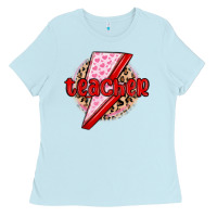 Baby Blue teacher lightning bolt valentines day Ladies Tee - MaliasSmallBusiness