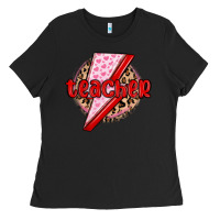 Black teacher lightning bolt valentines day Ladies Tee - MaliasSmallBusiness