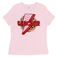 Bubblegum Pink teacher lightning bolt valentines day Ladies Tee - MaliasSmallBusiness
