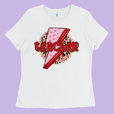 Teacher Lightning Bolt Valentines Day Ladies Tee Designed By Maliassmallbusiness