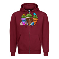 Burgundy Football Easter sports carrots Zipper Hoodie - OliviaCreatesArt