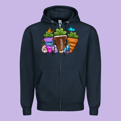 Football Easter Sports Carrots Zipper Hoodie Designed By Oliviacreatesart