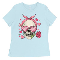 Baby Blue valentine's day skull Ladies Tee - MaliasSmallBusiness