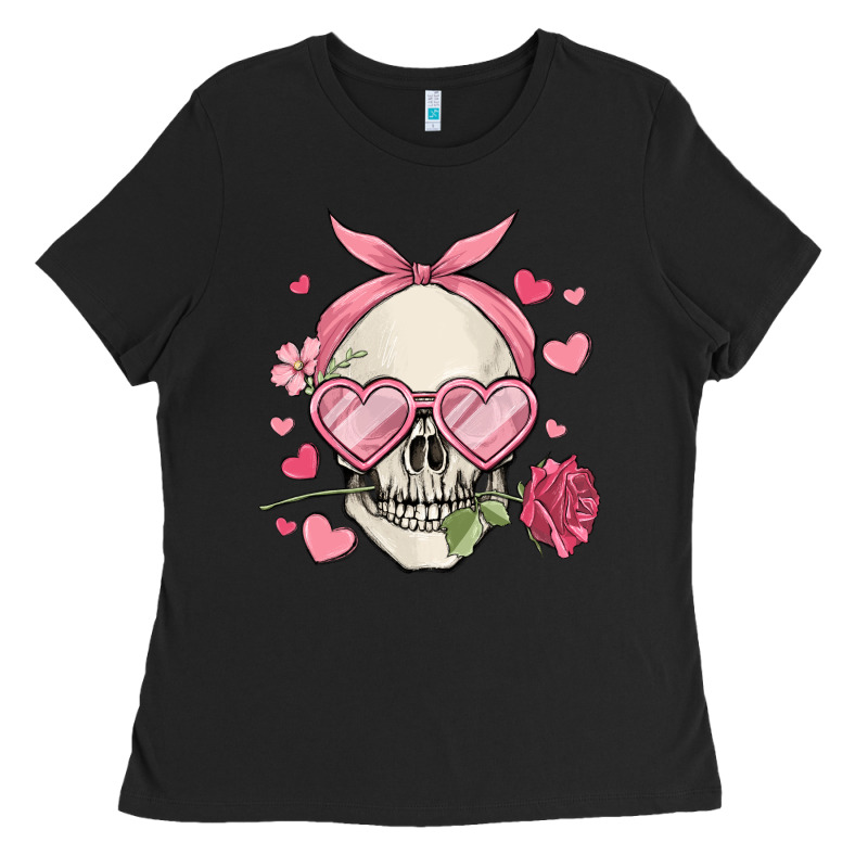 Valentine's Day Skull Ladies Tee by MaliasSmallBusiness | Teevron
