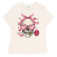 Bone valentine's day skull Ladies Tee - MaliasSmallBusiness