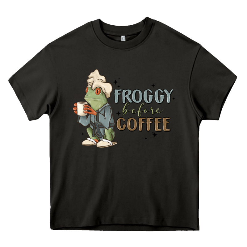 Froggy Before Coffee Heavy Core Tee by MaliasSmallBusiness | Teevron