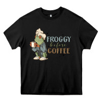 Black froggy before coffee Heavy Core Tee - MaliasSmallBusiness