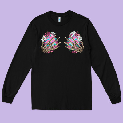 Easter Hands Skeleton Long Sleeve Tee Designed By Jasminsmagicworld