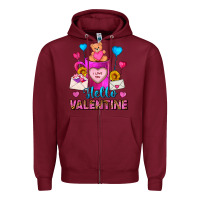 Burgundy Hello Valentine Valentine's Day Coffee Mug Zipper Hoodie - FaDigitalArtStudio