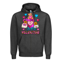 Charcoal Heather Hello Valentine Valentine's Day Coffee Mug Zipper Hoodie - FaDigitalArtStudio