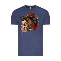 Vintage Denim leopard bandana and roses skull Vintage Tee - Jasminsmagicworld