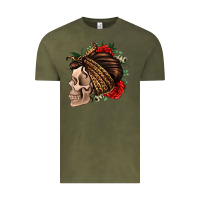 Vintage Olive leopard bandana and roses skull Vintage Tee - Jasminsmagicworld