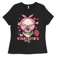 Black valentine's day skull Ladies Tee - MaliasSmallBusiness