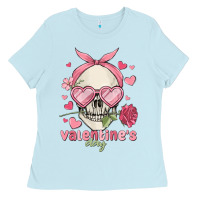 Baby Blue valentine's day skull Ladies Tee - MaliasSmallBusiness