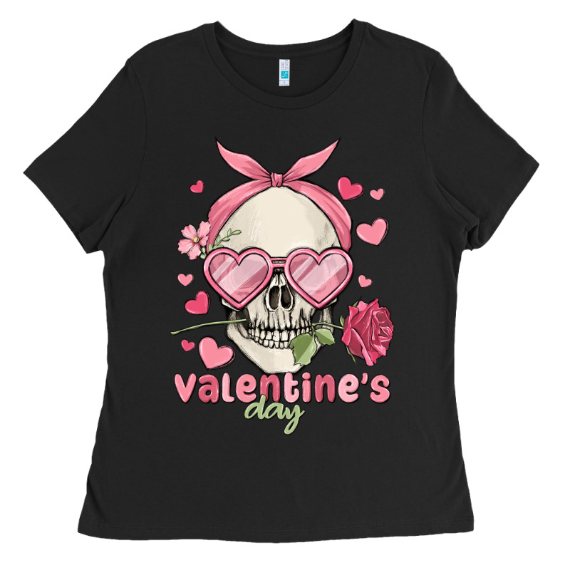 Valentine's Day Skull Ladies Tee by MaliasSmallBusiness | Teevron