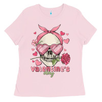 Bubblegum Pink valentine's day skull Ladies Tee - MaliasSmallBusiness