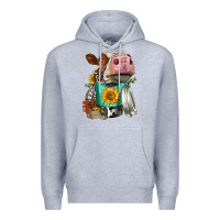 Heather Grey Simmental Cow Coffee Cup Premium Hoodie - FaDigitalArtStudio