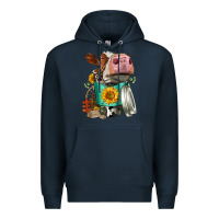 Navy Simmental Cow Coffee Cup Premium Hoodie - FaDigitalArtStudio