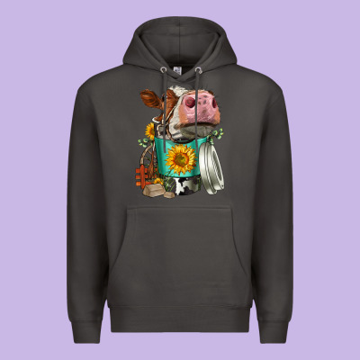 Simmental Cow Coffee Cup Premium Hoodie Designed By Fadigitalartstudio