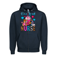 Navy One Loved Nurse Valentines Day Frappe Coffee Zipper Hoodie - FaDigitalArtStudio