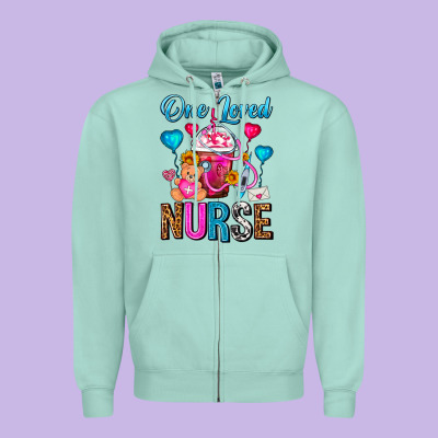 One Loved Nurse Valentines Day Frappe Coffee Zipper Hoodie Designed By Fadigitalartstudio