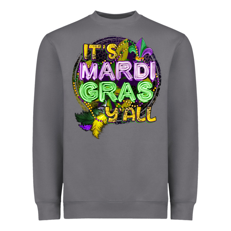 Its Mardi Gras Yall Heavyweight Sweatshirt by CowGirlArtShop | Teevron