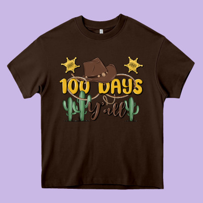 100 Days Y'all Heavy Core Tee Designed By Maliassmallbusiness
