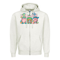 Oatmeal Heather Easter gnomes Zipper Hoodie - OliviaCreatesArt
