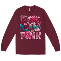 Burgundy Queens wear pink Breast Cancer Long Sleeve Tee - NancyCooperArtShop