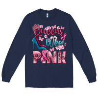 Navy Queens wear pink Breast Cancer Long Sleeve Tee - NancyCooperArtShop